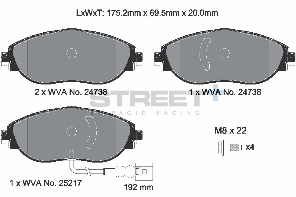 Pagid Racing Street+ Brake Pads - Front | T8092SP2001 - Pagid Racing brake pads