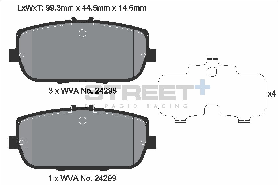 Pagid Racing Street+ Brake Pads - Rear | T8302SP2001 - Pagid Racing brake pads