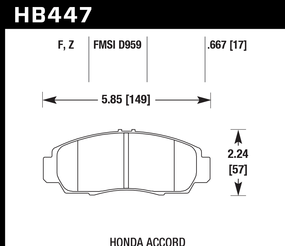 HB447F.667 - Hawk HPS Brake Pads; Front