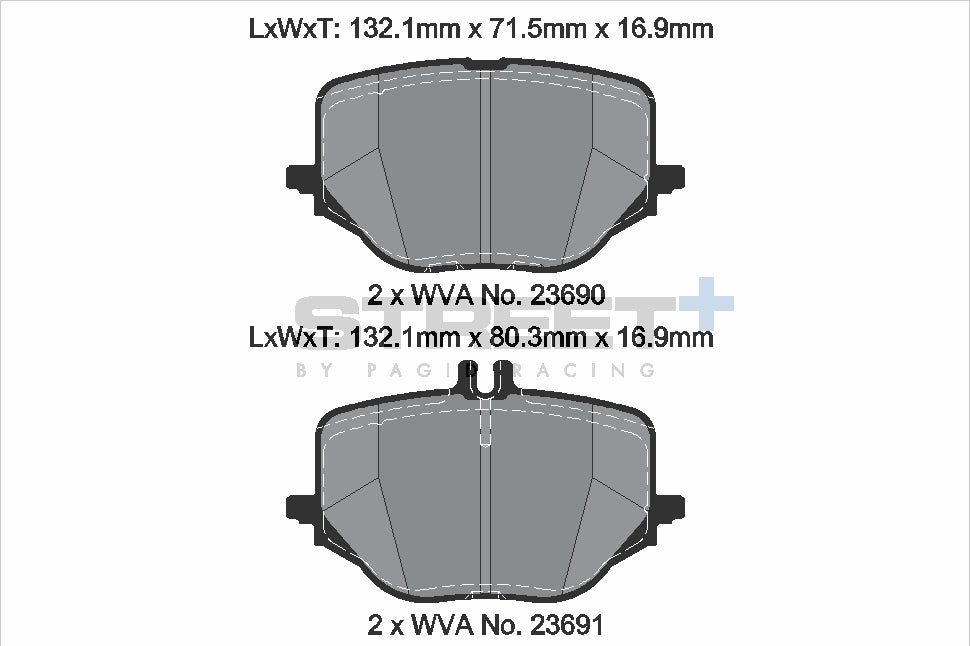 Pagid Racing Street+ Brake Pads - Rear | T8314SP2001 - Pagid Racing brake pads