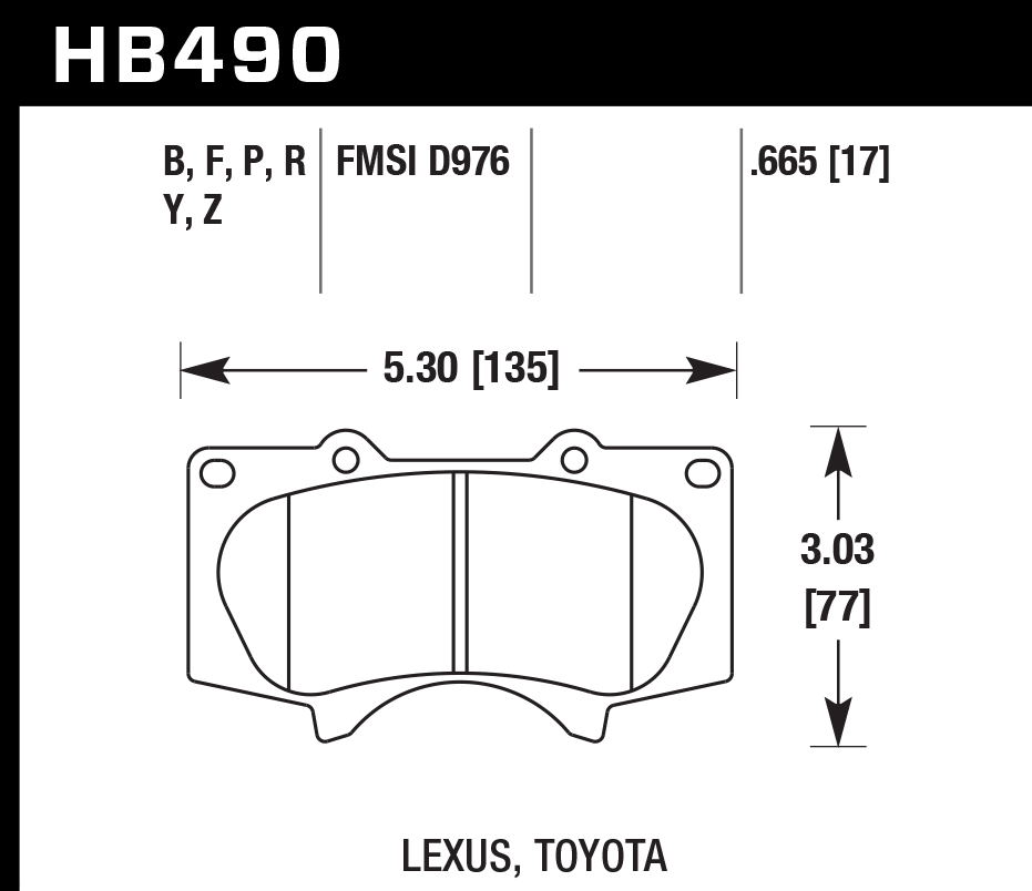 HB490Z.665 - Hawk PC Brake Pads; Front