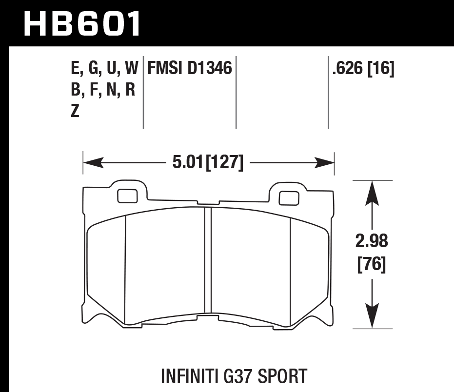 HB601Z.626 - Hawk PC Brake Pads; Front