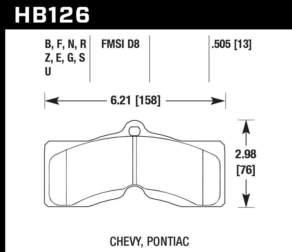 HB126N.505 - Hawk HP Plus Brake Pads; Front