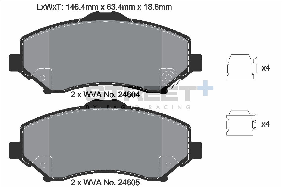Pagid Racing Street+ Brake Pads - Front | T8082SP2001 - Pagid Racing brake pads