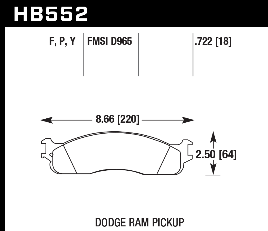 HB552P.722 - Hawk SuperDuty Brake Pads; Front