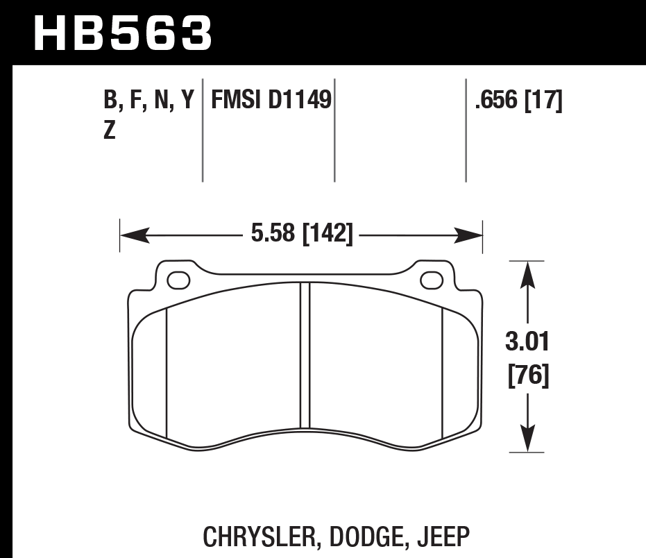 HB563F.656 - Hawk HPS Brake Pads; Front