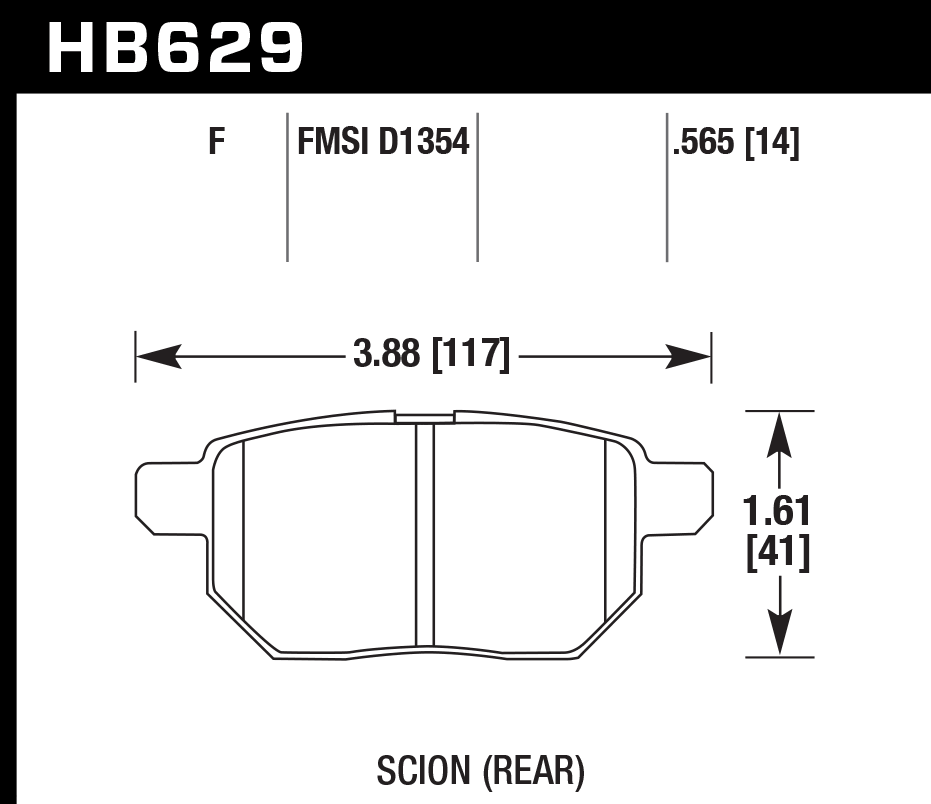 HB629F.565 - Hawk HPS Brake Pads; Rear