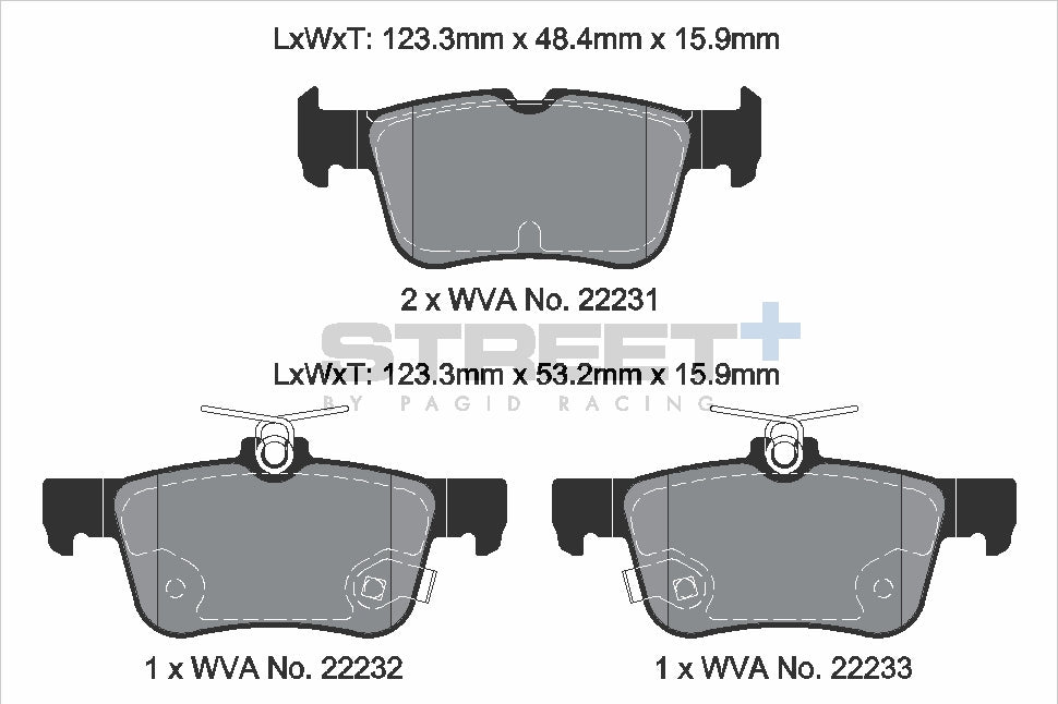 Pagid Racing Street+ Brake Pads - Rear | T8013SP2001 - Pagid Racing brake pads