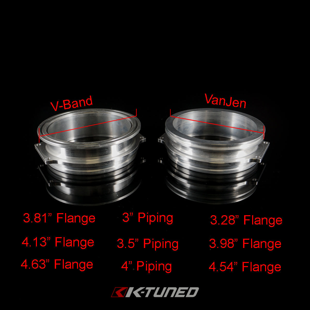 K-Tuned Throttle Body Inlets 72mm Throttle Body - 3 Vanjen / HD Clamp Inlet β K-Tuned for Honda K-Series (KTD-72I-3VJ)