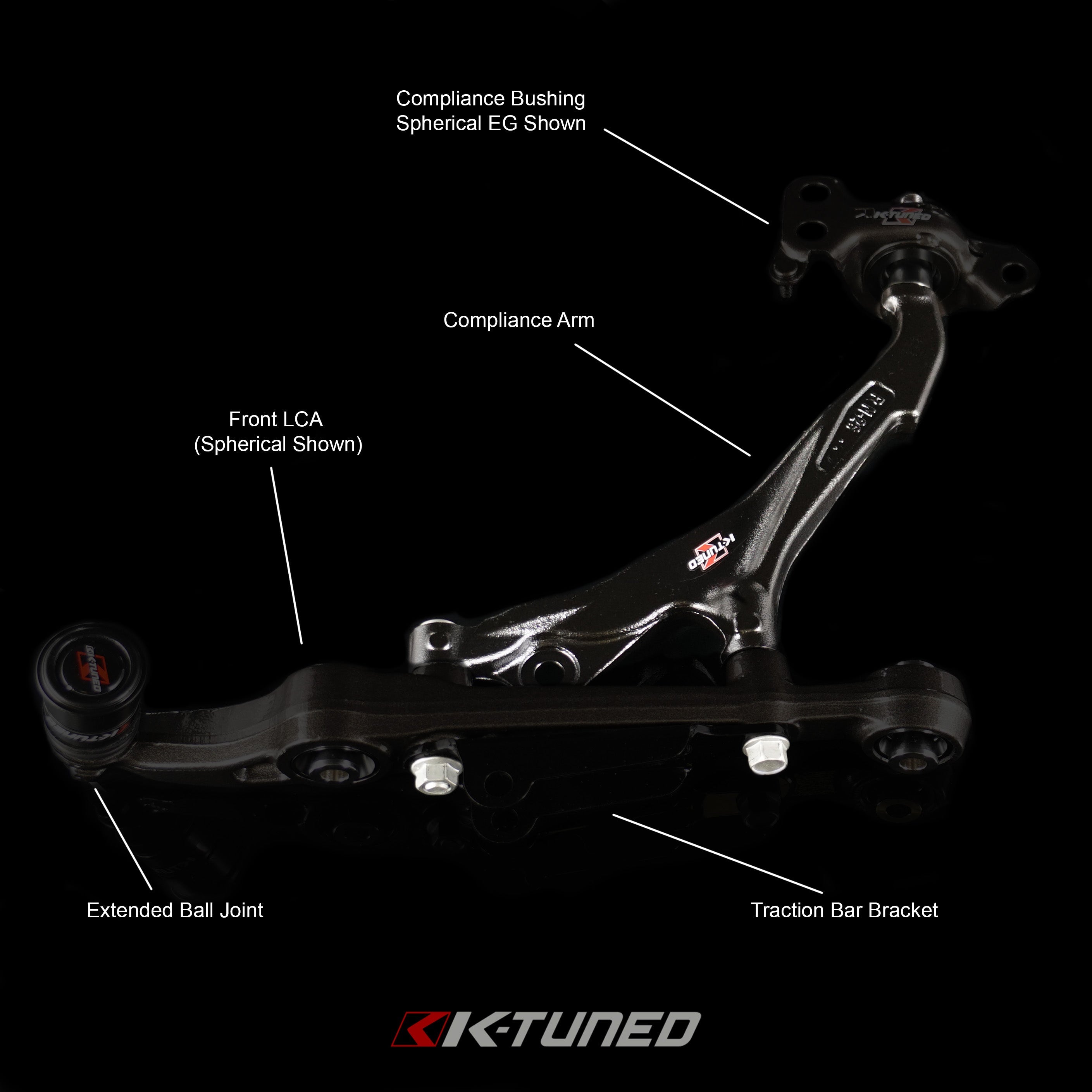 K-Tuned Compliance Bushings Honda Civic EG Integra DC2  - Hardened Rubber β K-Tuned for Honda K-Series (KTD-FCB-R92)