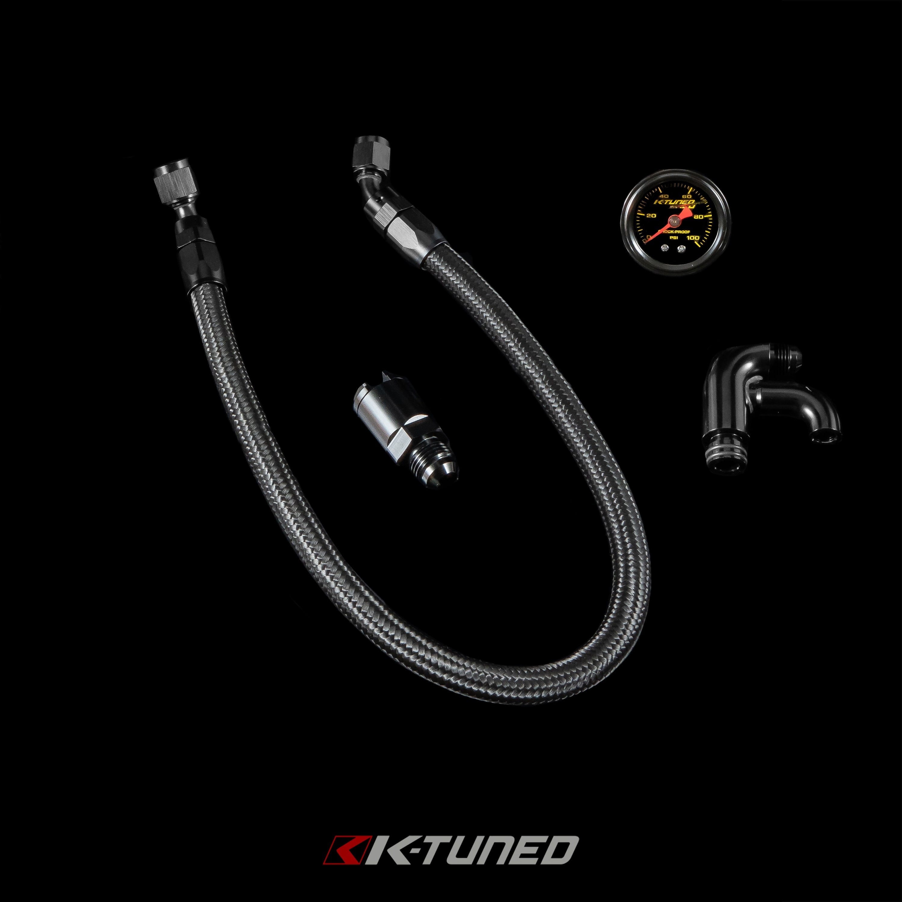 K-Tuned Fuel Line and Optional Fuel Rail Honda Civic EP3 Integra DC5 Type-R - Center Feed (Tucked Line) - / Yes add center mount gauge / Black Fuel Rail β K-Tuned for Honda K-Series (KTD-KCG-BLK)