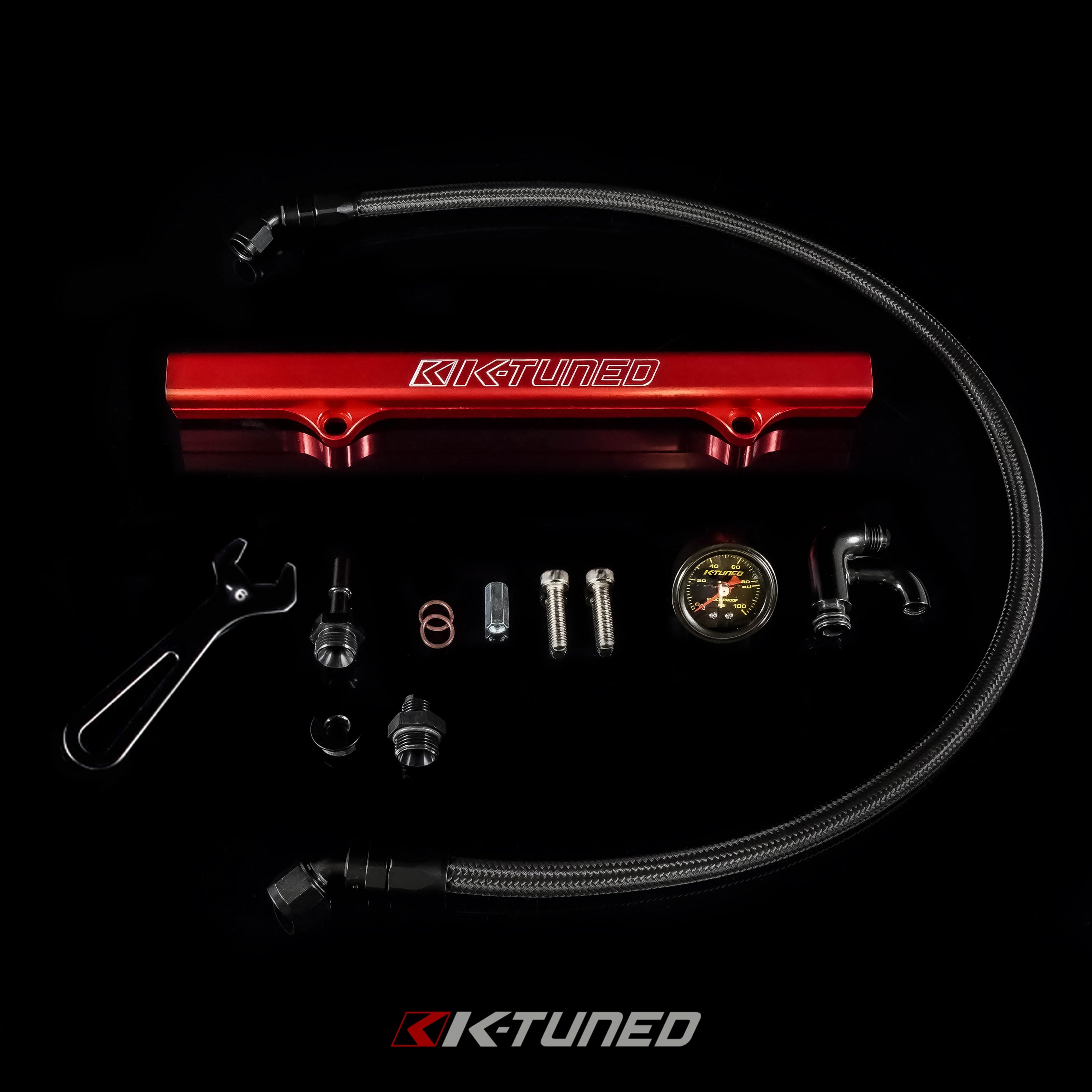 K-Tuned Fuel Line and Optional Fuel Rail Honda Civic EP3 Integra DC5 Type-R - Center Feed (Tucked Line) - / Yes add center mount gauge / Black Fuel Rail β K-Tuned for Honda K-Series (KTD-KCG-BLK)