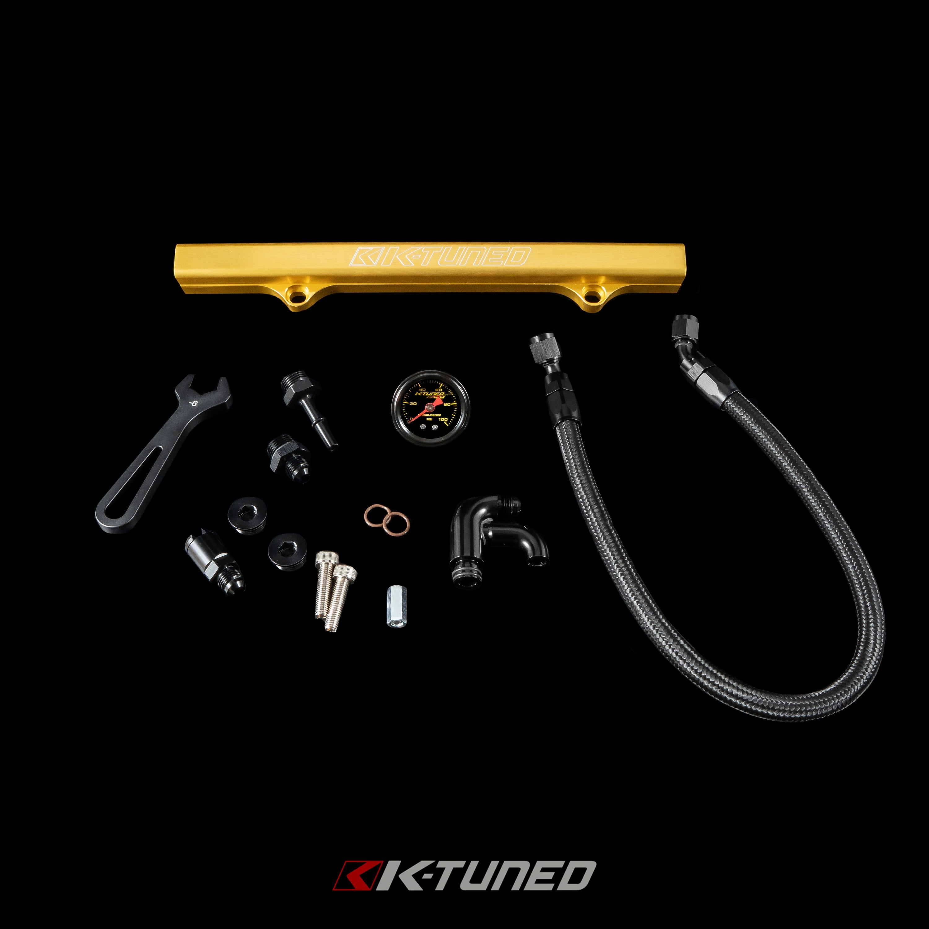 K-Tuned Fuel Line and Optional Fuel Rail Honda Civic EP3 Integra DC5 Type-R - Center Feed (Tucked Line) - / Yes add center mount gauge / Red Fuel Rail β K-Tuned for Honda K-Series (KTD-KCG-RED)
