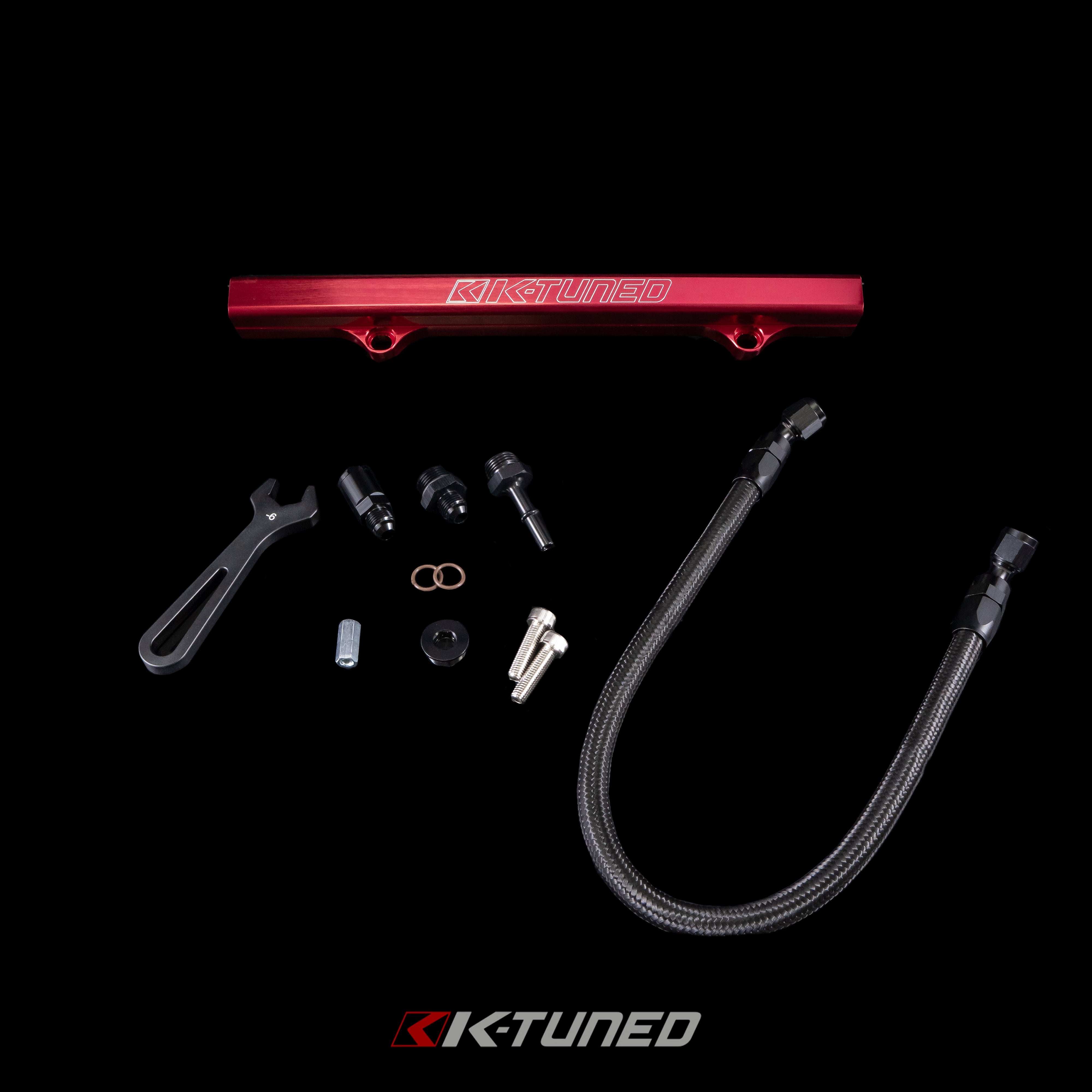 K-Tuned Fuel Line and Optional Fuel Rail Honda Civic EP3 Integra DC5 Type-R - Side Feed / Yes add center mount gauge / Gold Fuel Rail β K-Tuned for Honda K-Series (KTD-KSG-GLD)