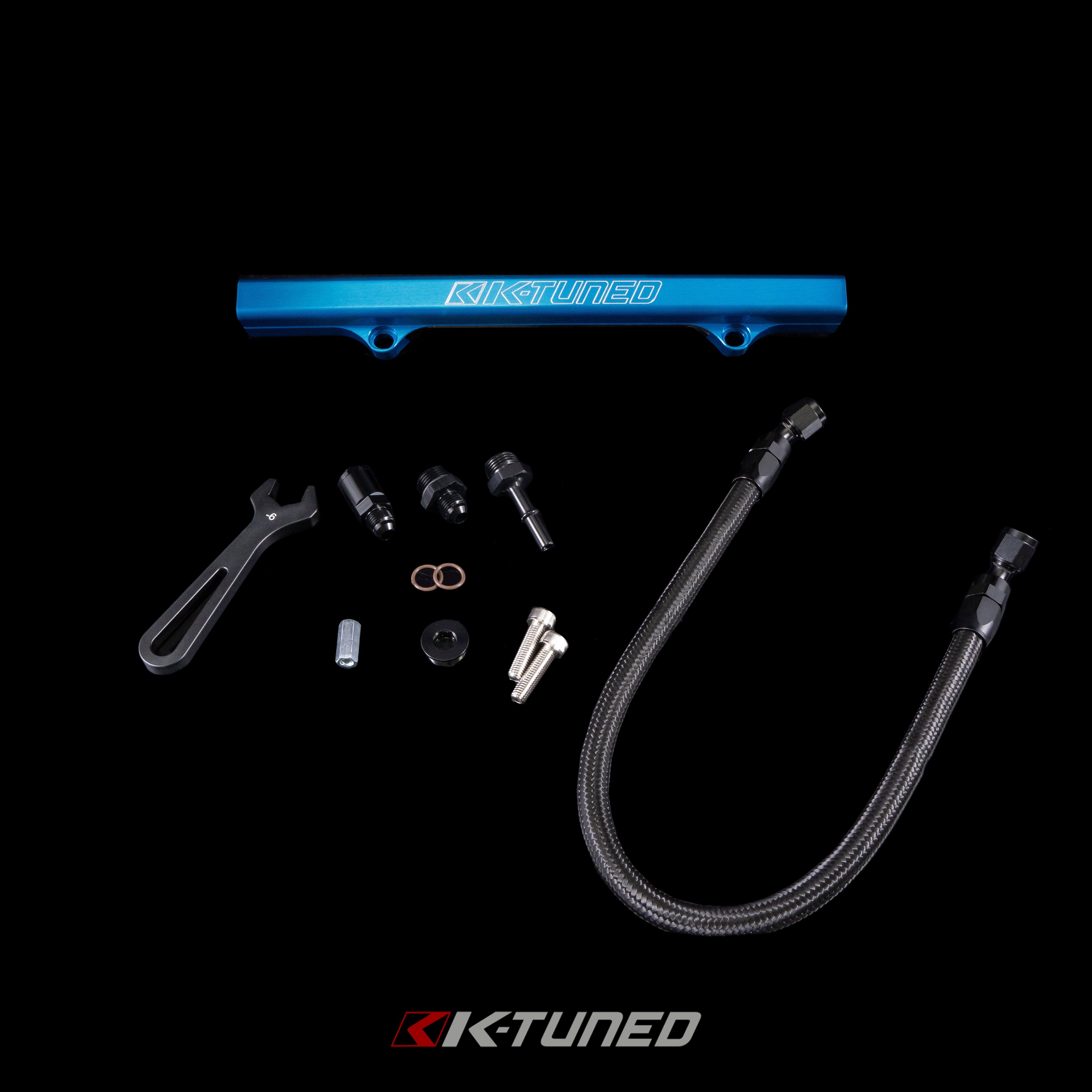 K-Tuned Fuel Line and Optional Fuel Rail Honda Civic EP3 Integra DC5 Type-R - Side Feed / Yes add center mount gauge / Red Fuel Rail β K-Tuned for Honda K-Series (KTD-KSG-RED)