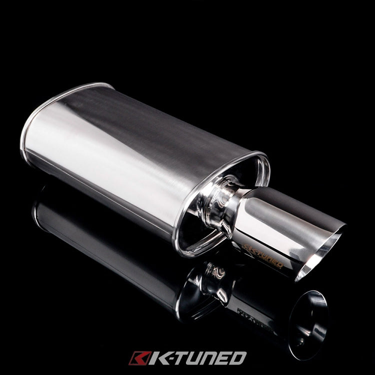 K-Tuned Universal Backbox Polished Long Center Inlet / Outlet  - 2.5in Muffler – K-Tuned for Honda K-Series (KTD-MFL-25S)