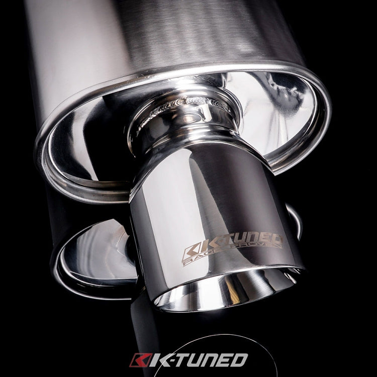 K-Tuned Universal Backbox Polished Short Offset Inlet / Center Outlet  - 2.5in Muffler – K-Tuned for Honda K-Series (KTD-MFS-25S)