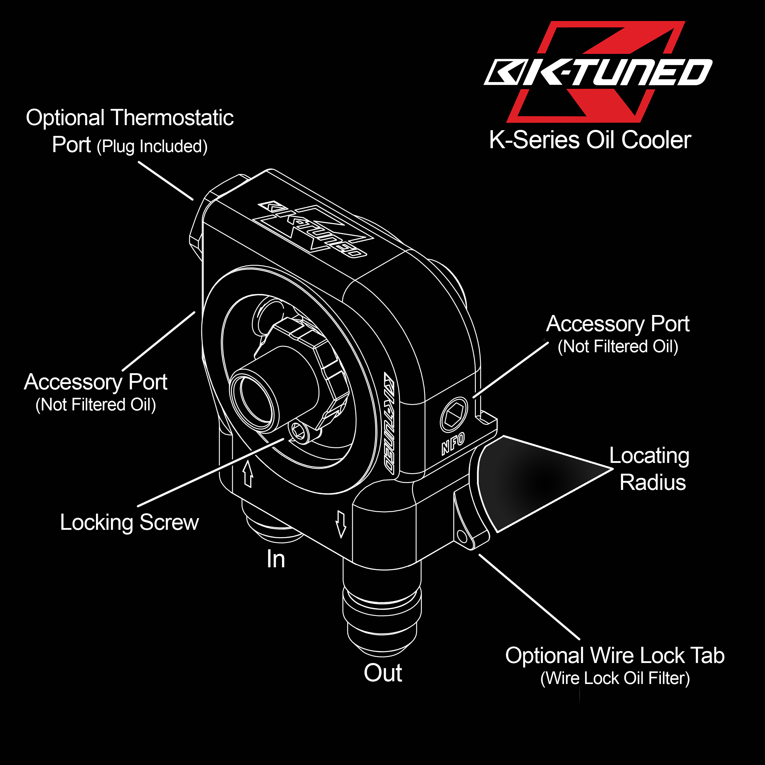 K-Tuned Oil Cooling Sandwich Adapter Plate β K-Tuned for Honda K-Series (KTD-OIL-SW4)