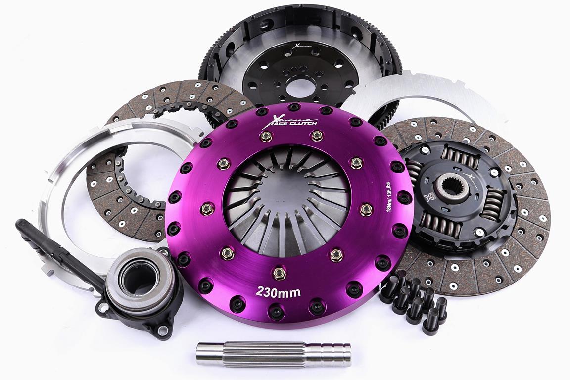 Xtreme Performance - 230mm Sprung hub Organic Twin Plate Clutch Kit Incl Flywheel & CSC 1000Nm (8 bolts)