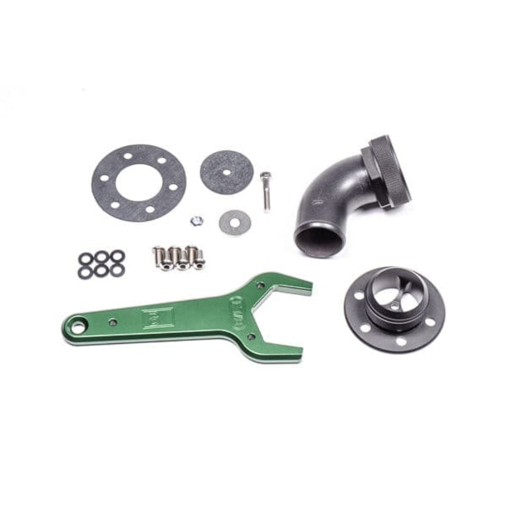 Radium Engineering Remote Mount Fill Neck - 24AN Elbow - 1.5in Barb