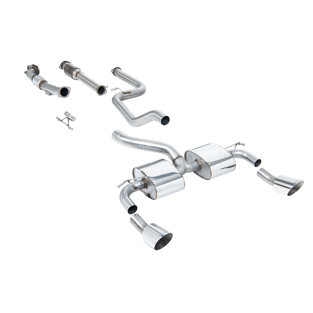 Milltek Ford Focus MK2 RS 2.5T 305PS 2009-2010 Turbo-back including Hi-Flow Sports Cat Exhaust - Non Resonated