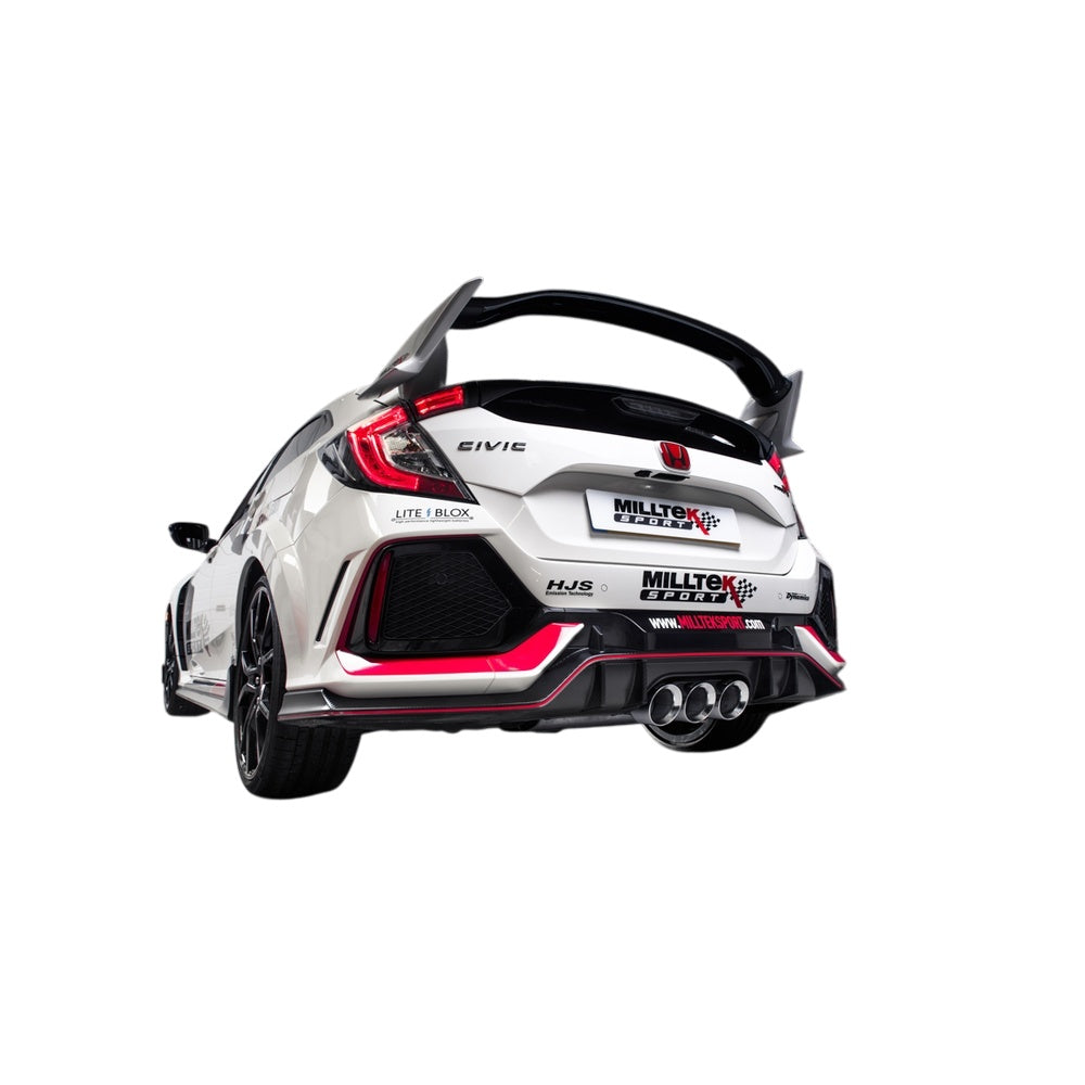 Milltek Honda Civic Type R FK8 2.0 i-VTEC (Both OPF/GPF & Non OPF/GPF Models) 2017-2023 Cat-back Exhaust  - Resonated Polished GT-100 Trims