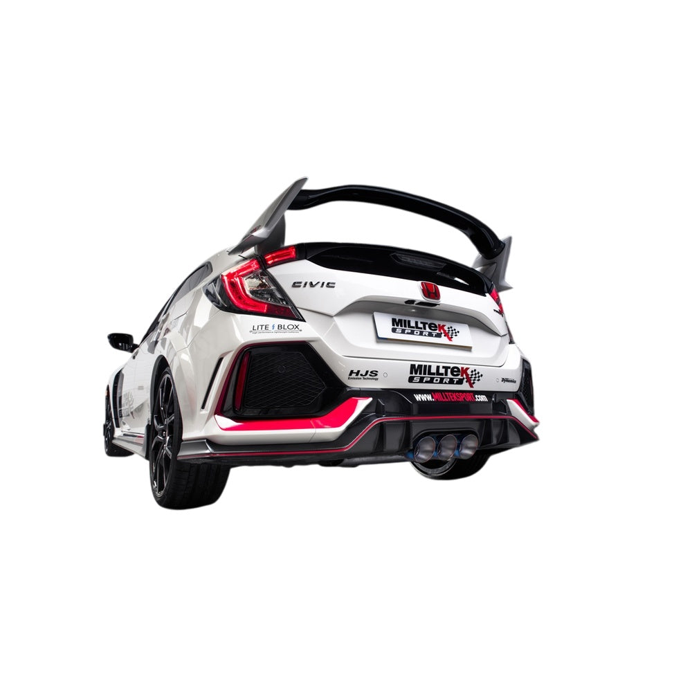 Milltek Honda Civic Type R FK8 2.0 i-VTEC (Both OPF/GPF & Non OPF/GPF Models) 2017-2023 Cat-back Exhaust  - Non-Resonated Burnt Titanium GT-100 Trims