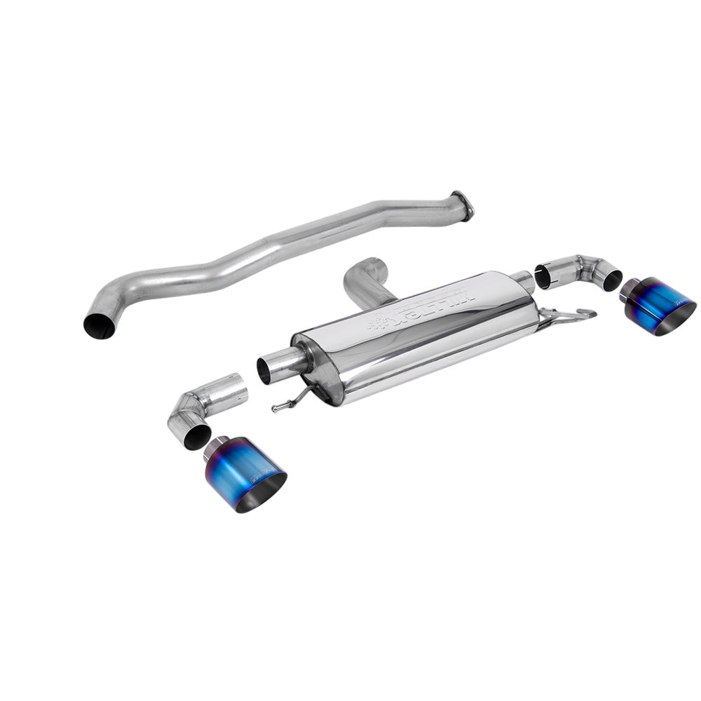 Milltek Toyota Yaris GR & GR Circuit Pack 1.6T (OPF/GPF Models Only) 2020-2023 Particulate Filter-back Exhaust  - Non-Resonated GT-115 Burnt Titanium Trims