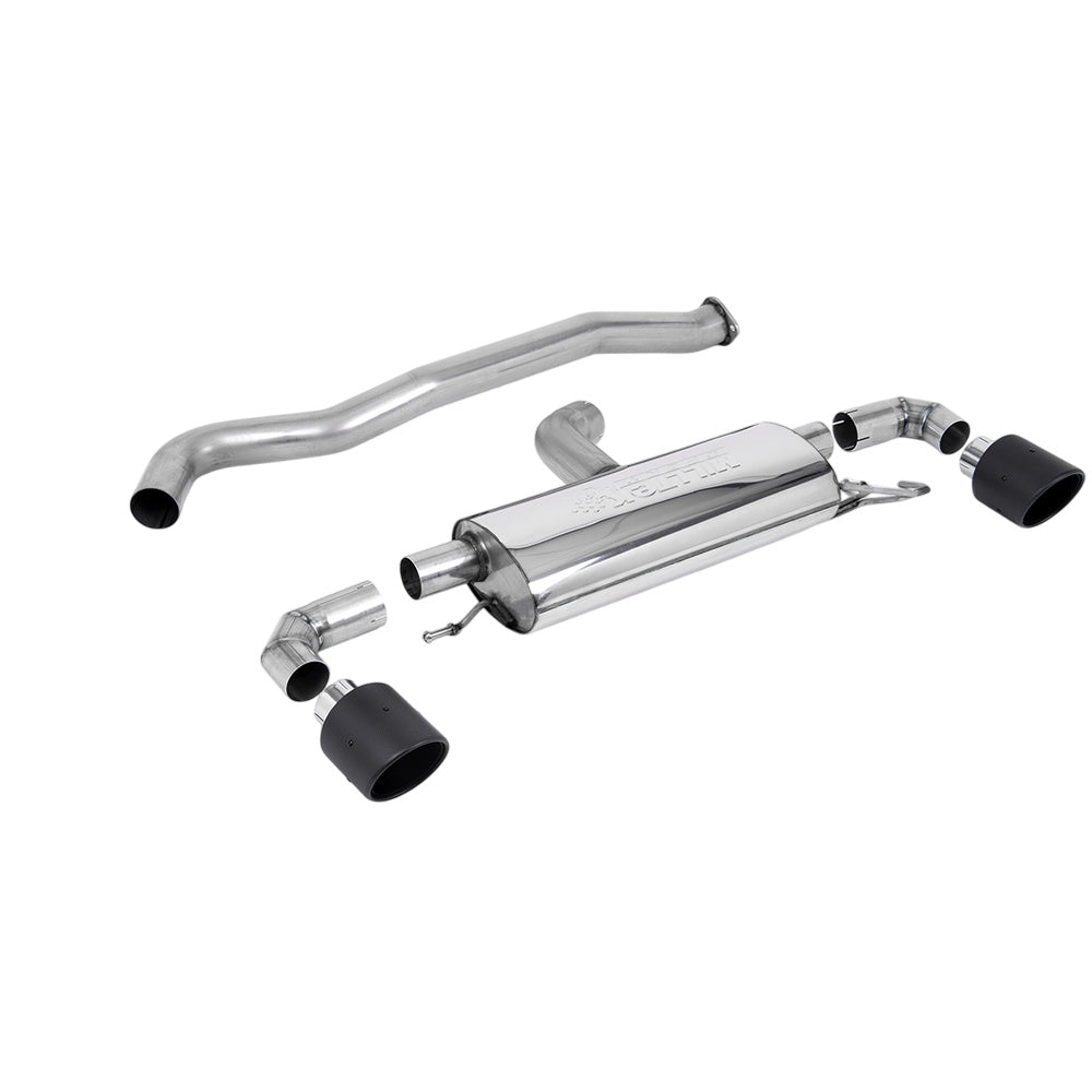 Milltek Toyota Yaris GR & GR Circuit Pack 1.6T (OPF/GPF Models Only) 2020-2023 Particulate Filter-back Exhaust  - Non-Resonated Jet-115 Carbon Trims