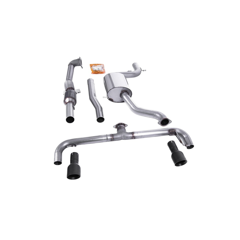 Milltek Volkswagen Scirocco R 2009-2016 Turbo-back including Hi-Flow Sports Cat Exhaust - Matt Black Trims