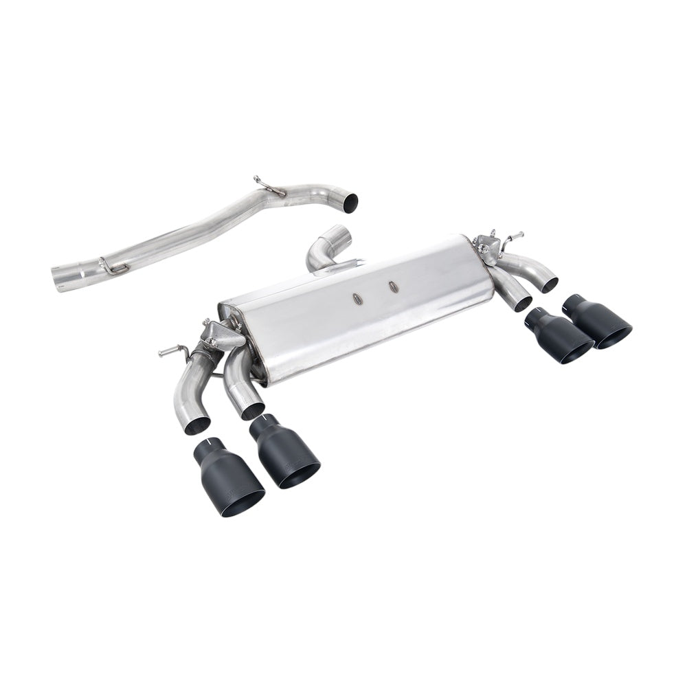 Milltek Volkswagen Golf Mk7.5 R 2.0 TSI 310PS (Non-GPF Equipped Models Only) - 76mm & EC Approved Systems 2017-2021 Cat-back Exhaust - Non-Resonated Black GT-100 Round Tips