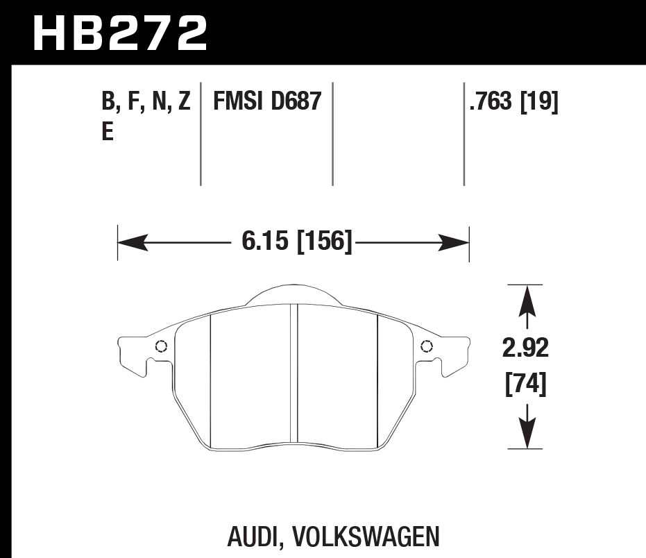 HB272N.763 - Hawk HP Plus Brake Pads; Front