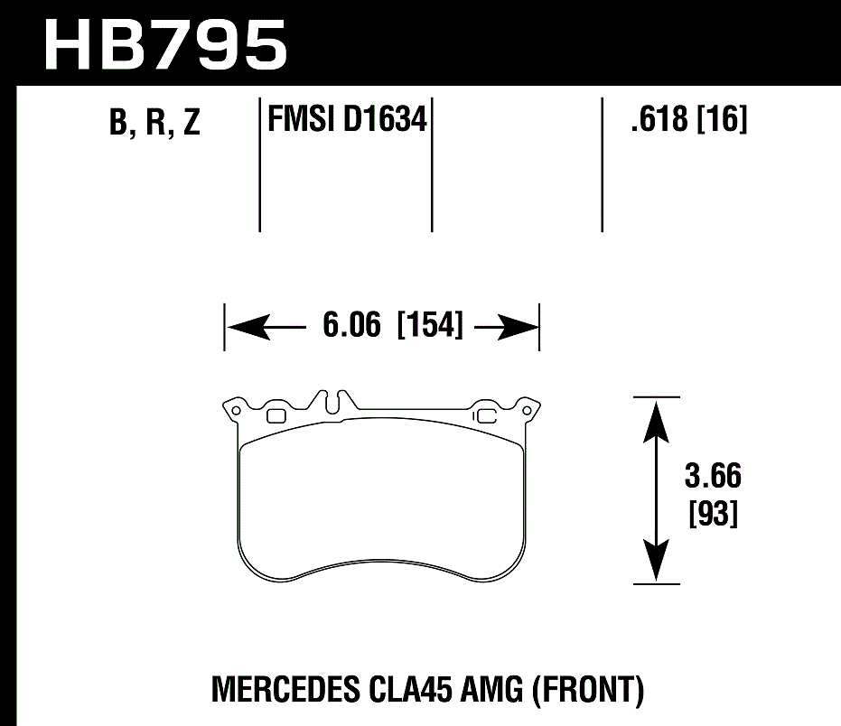 HB795N.618 - Hawk HP Plus Brake Pads; Front