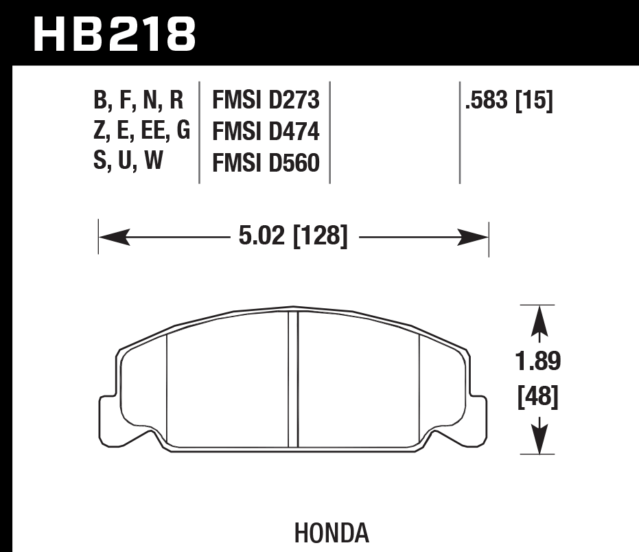 HB218N.583 - Hawk HP Plus Brake Pads; Front