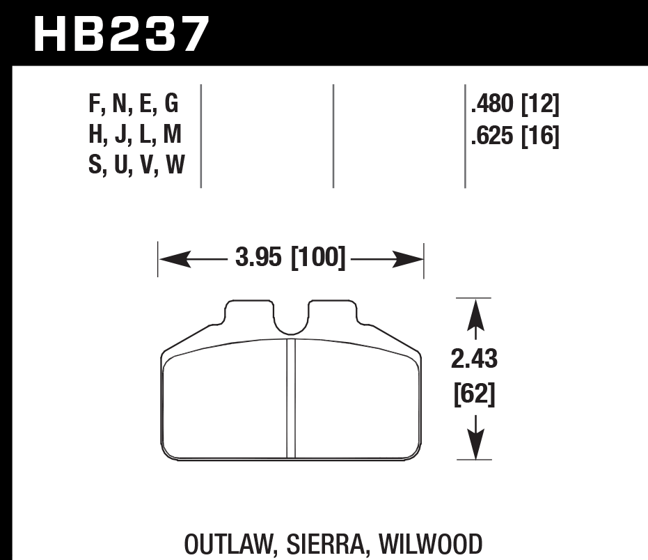 HB237D.625 - Hawk ER-1 Brake Pads;