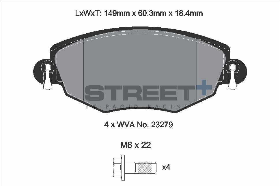 Pagid Racing Street+ Brake Pads - Front | T8167SP2001 - Pagid Racing brake pads