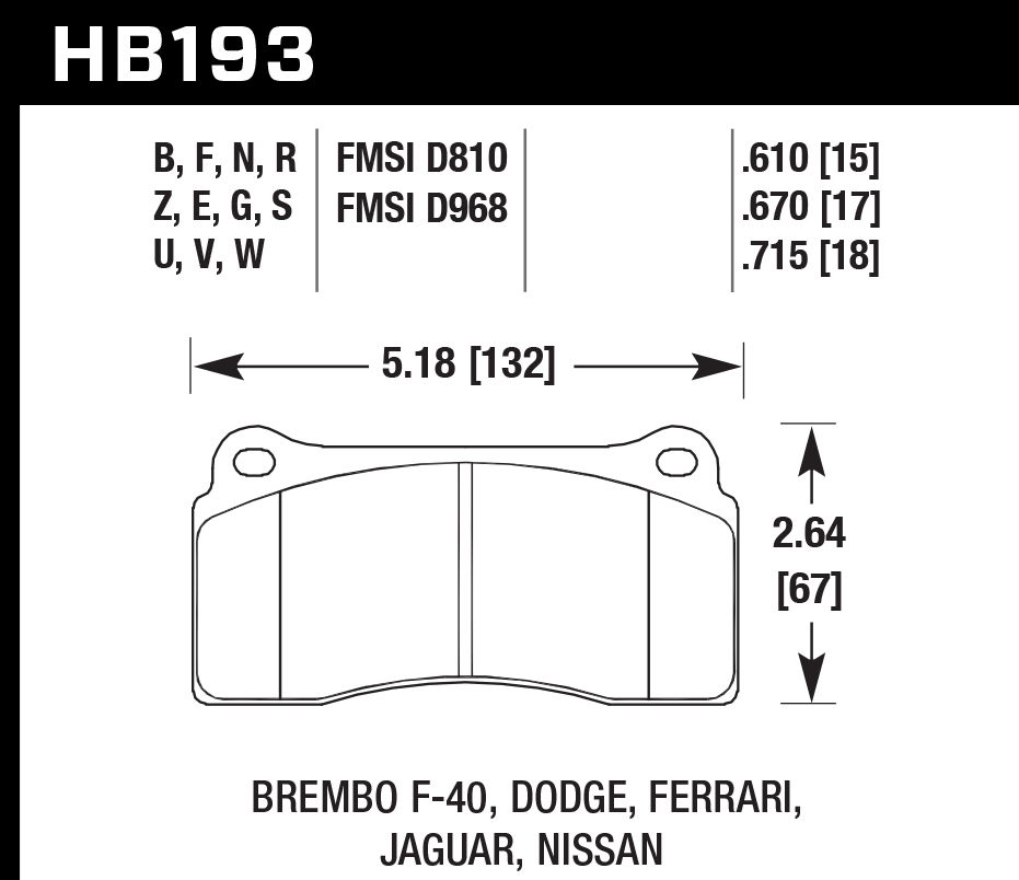 HB193D.670 - Hawk ER-1 Brake Pads;