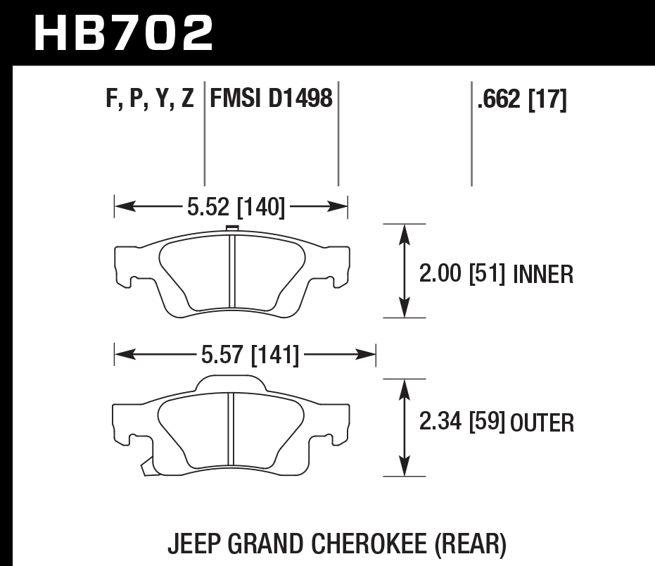 HB702Y.662 - Hawk LTS Brake Pads; Rear