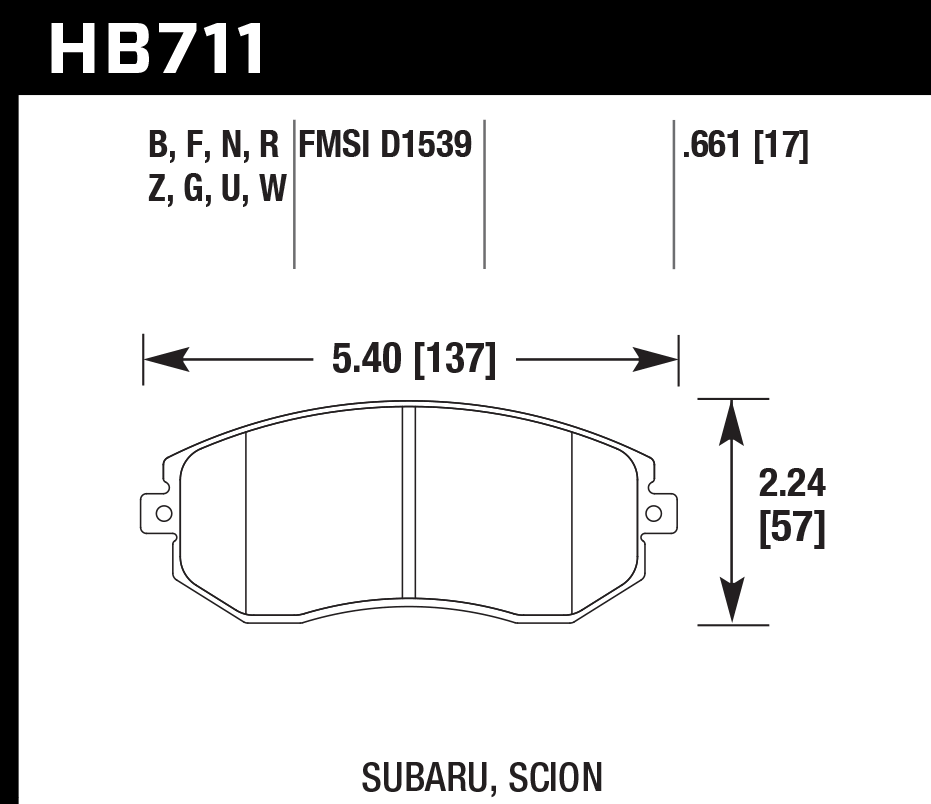 HB711F.661 - Hawk HPS Brake Pads; Front