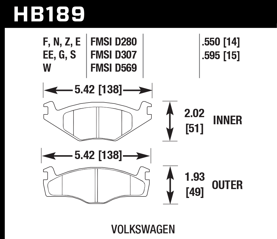 HB189D.595 - Hawk ER-1 Brake Pads; Front