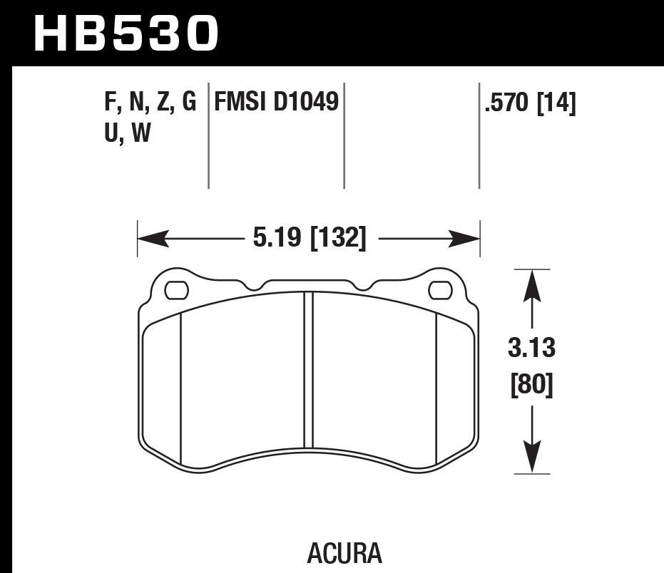 HB530W.570 - Hawk DTC-30 Brake Pads; Front