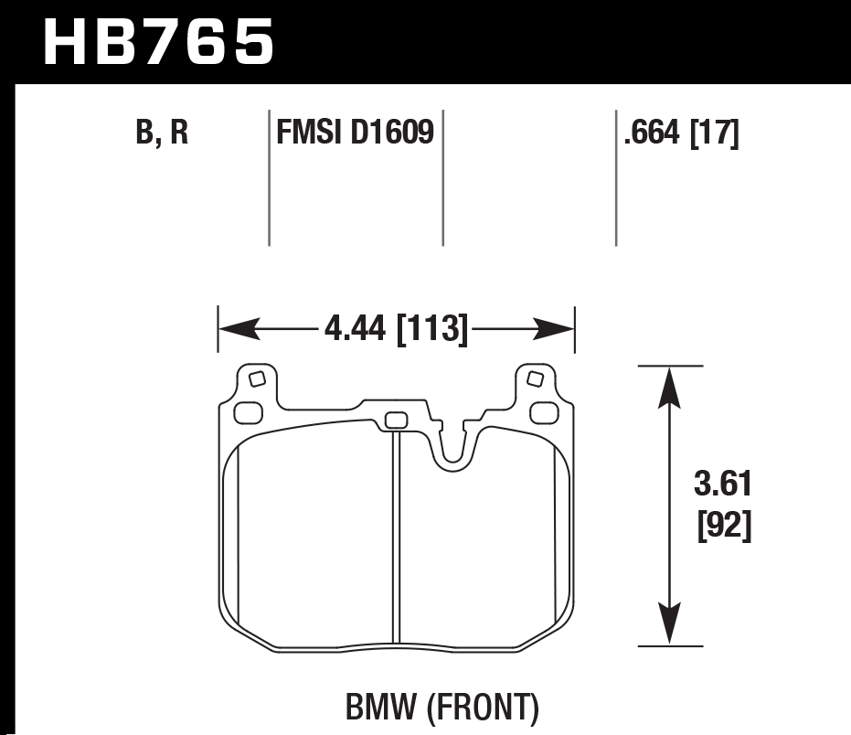 HB765D.664 - Hawk ER-1 Brake Pads; Front