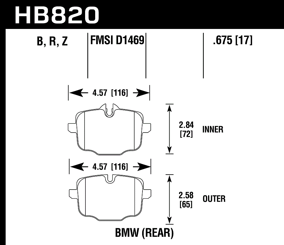 HB820B.675 - Hawk HPS 5.0 Brake Pads; Rear