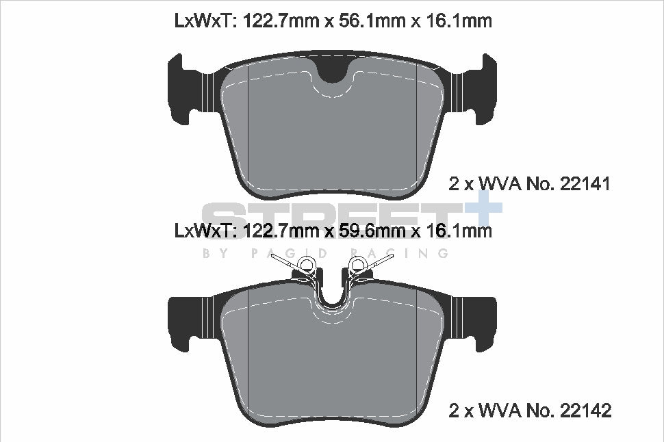 Pagid Racing Street+ Brake Pads - Rear | T8012SP2001 - Pagid Racing brake pads