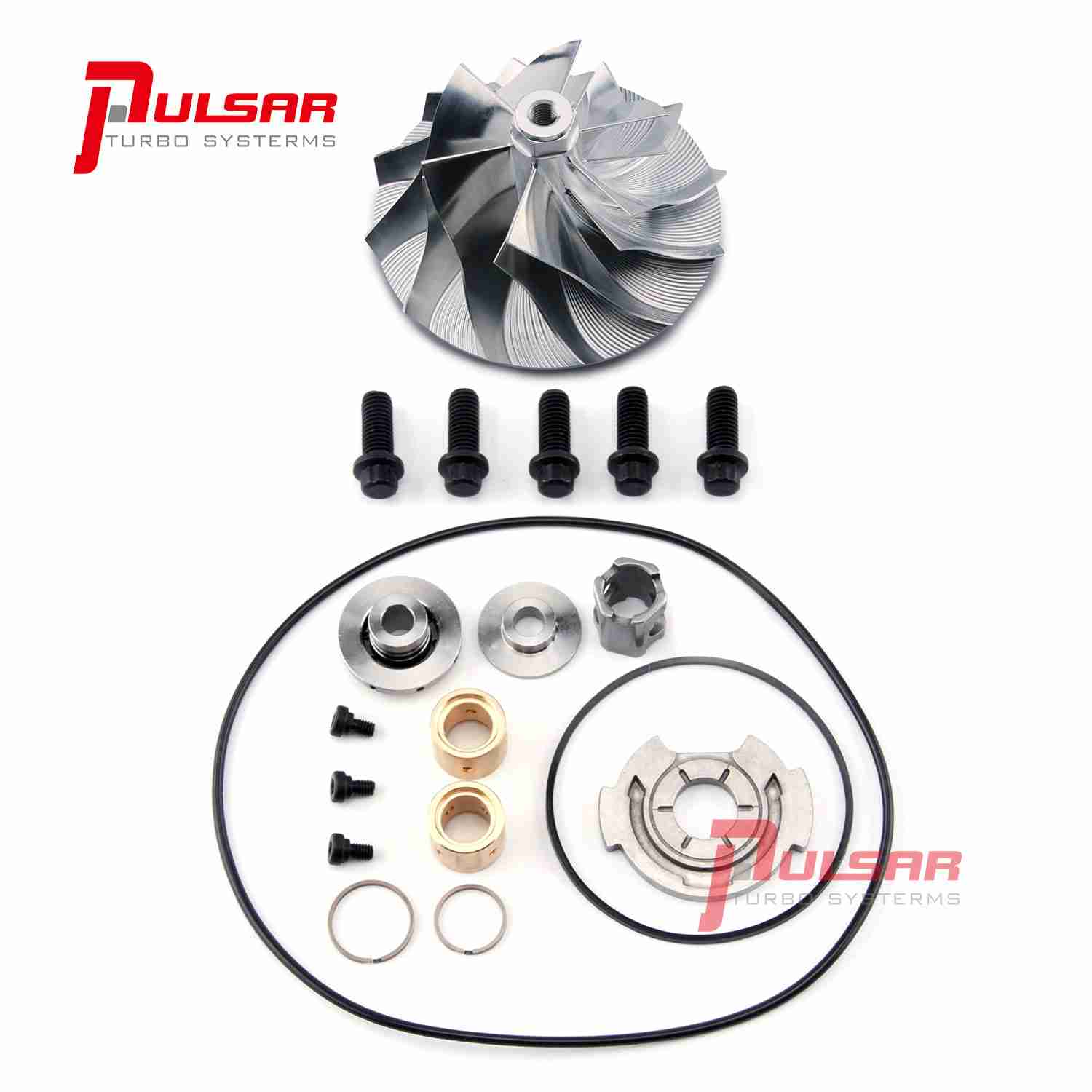 Pulsar Turbo 05-07 Ford 6.0L Powerstroke Turbo Billet Wheel+Rebuild Kit+Unison Ring+13.2mm Vanes