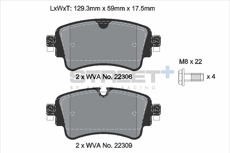 Pagid Racing Street+ Brake Pads - Rear | T8260SP2001 - Pagid Racing brake pads