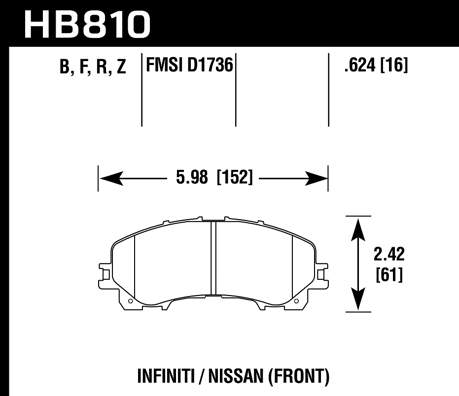 HB810B.624 - Hawk HPS 5.0 Brake Pads; Front