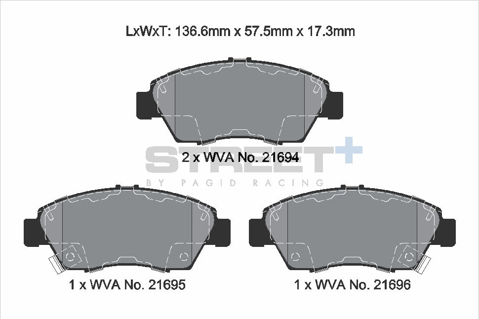 Pagid Racing Street+ Brake Pads - Front | T8006SP2001 - Pagid Racing brake pads