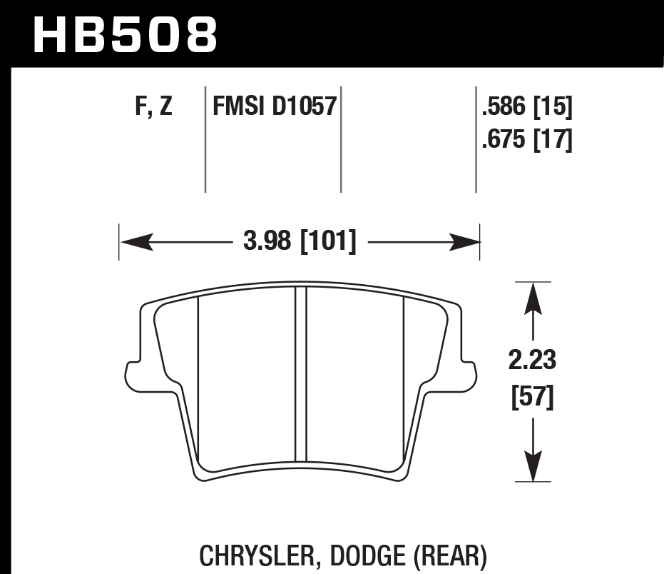 HB508F.675 - Hawk HPS Brake Pads; Rear