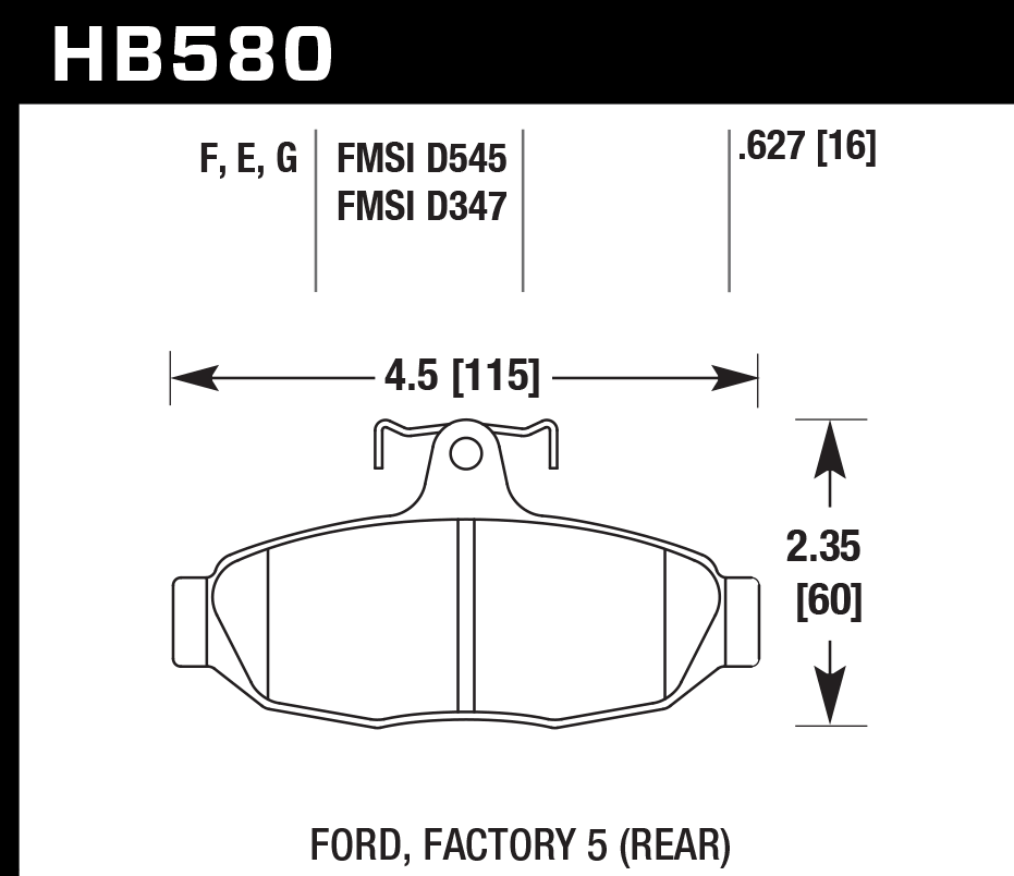 HB580B.627 - Hawk HPS 5.0 Brake Pads; Rear